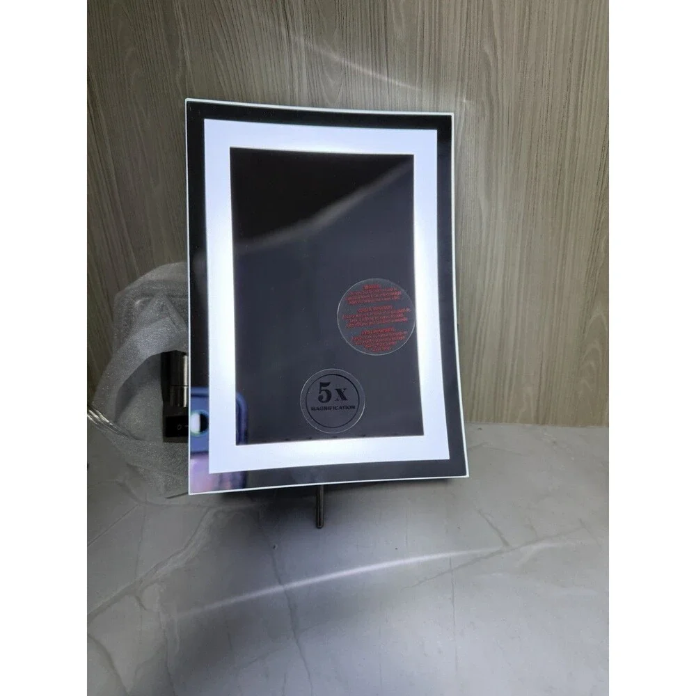 Jerdon JRT710NL LED Lighted 5X Wall Mounted Rectangular Mirror, Nickel 6.5x9